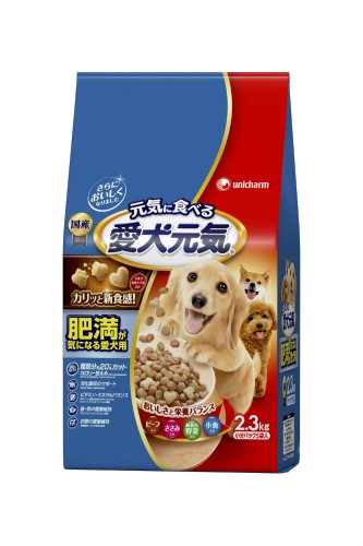 [ユニ・チャーム] 愛犬元気 肥満が気になる愛犬用ビーフ・ささみ・緑黄色野菜・小魚入り 2.3kg