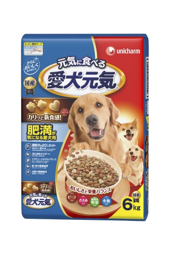 [ユニ・チャーム] 愛犬元気 肥満が気になる愛犬用ビーフ・ささみ・緑黄色野菜・小魚入り 6kg