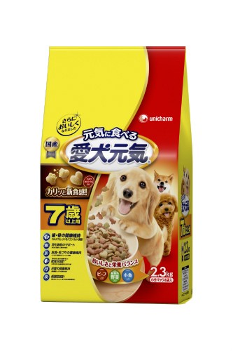 [ユニ・チャーム] 愛犬元気 7歳以上用ビーフ・緑黄色野菜・小魚入り 2.3kg