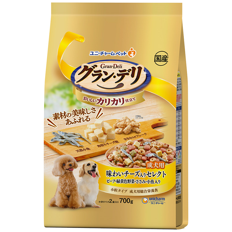 [ユニ・チャーム] グラン・デリ カリカリ仕立て 成犬用 味わいチーズ入り セレクト 700g