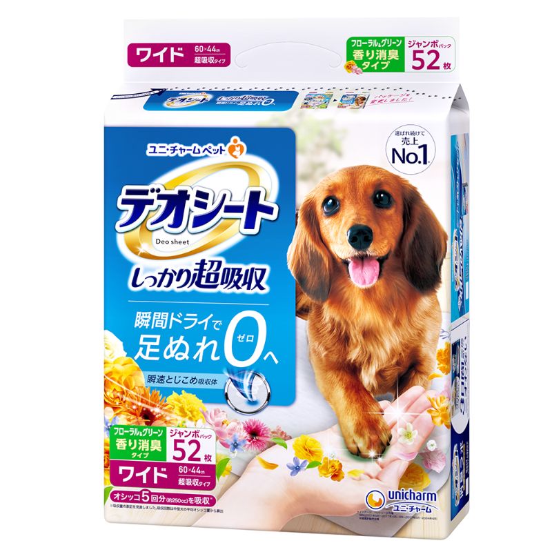 [ユニ・チャーム] デオシート しっかり超吸収 香り消臭タイプ ホワイトフローラル＆グリーングラスの香り ワイド 52枚　　【10周年SALE_倉出_20】