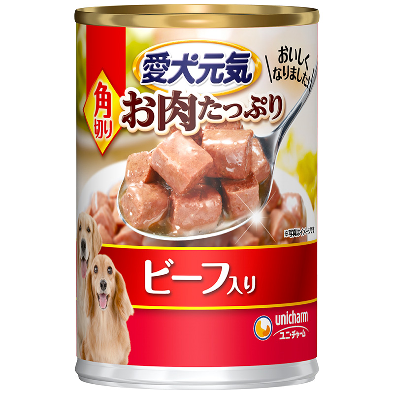 [ユニ・チャーム] 愛犬元気 缶 角切りビーフ入り 375g