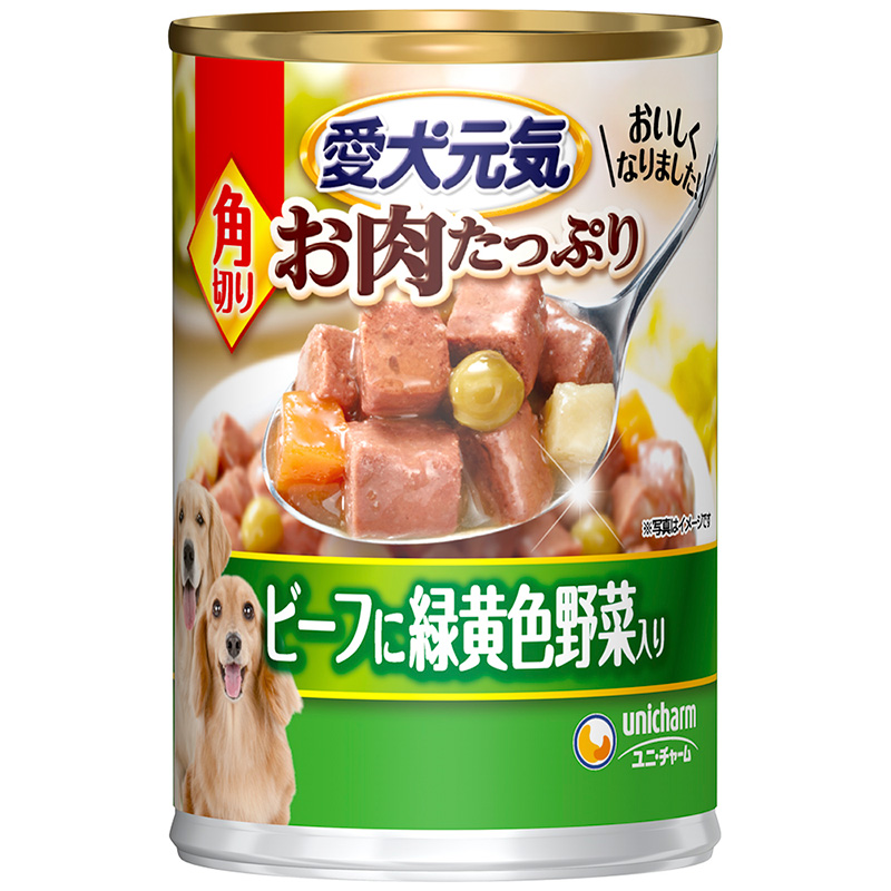 [ユニ・チャーム] 愛犬元気 缶 角切りビーフ・緑黄色野菜入り 375g