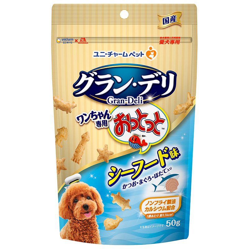 [ユニ・チャーム(ロット購入)] グラン・デリ ワンちゃん専用おっとっと シーフード味 50g ※ロット購入 ※発注単位・最低発注数量(混載30ケース以上)にご注意下さい