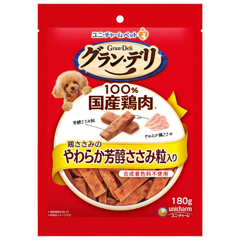[ユニ・チャーム] グラン・デリ おやつ 鶏ささみのやわらか芳醇ささみ粒入り180g