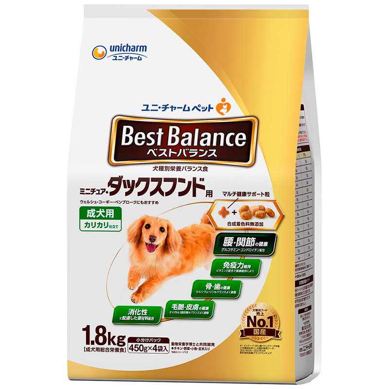 [ユニ・チャーム] ベストバランス カリカリ仕立て ミニチュア・ダックスフンド用 1.8kg　