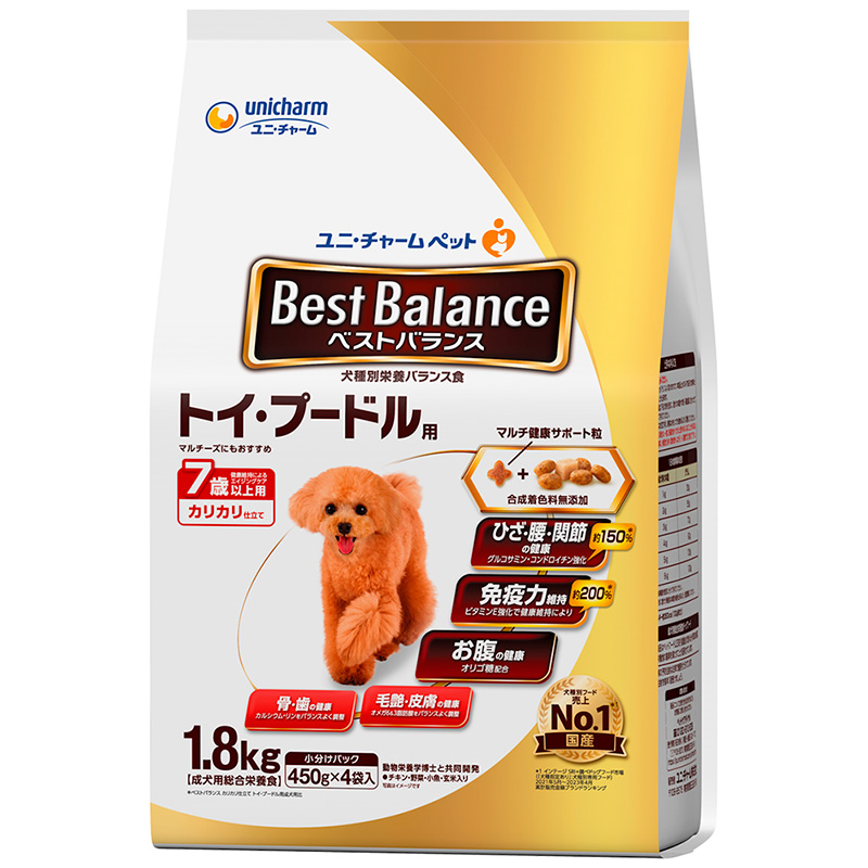 [ユニ・チャーム] ベストバランス カリカリ仕立て トイ・プードル用 7歳以上用 1.8kg　