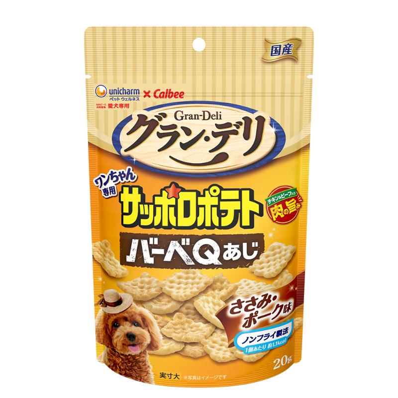 ［ユニ・チャーム］グラン・デリ ワンちゃん専用サッポロポテト バーベQあじ ささみ・ポーク味 20g