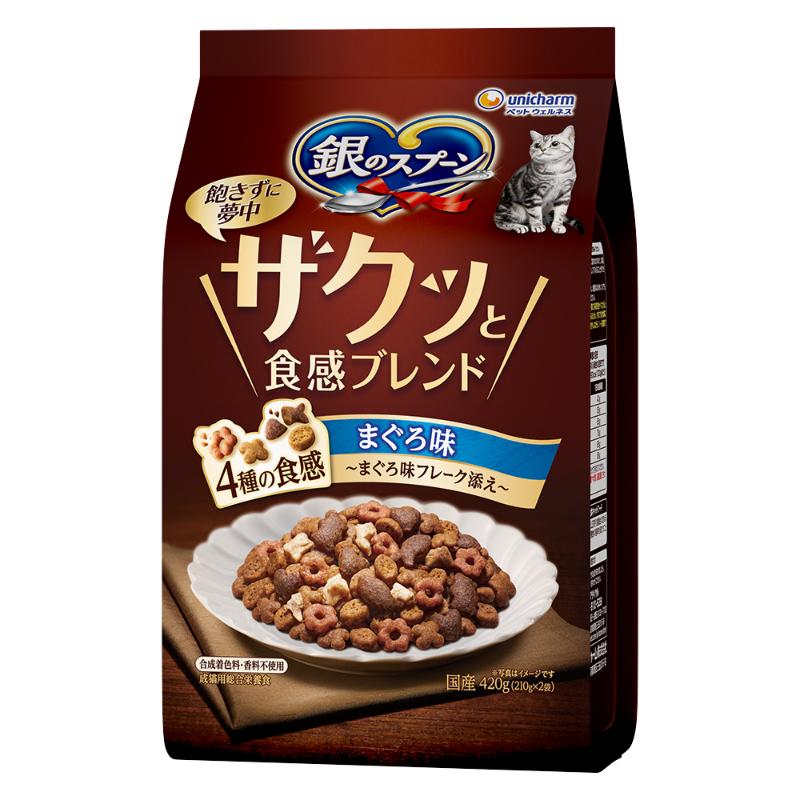 ［ユニ・チャーム］銀のスプーン ザクッと食感ブレンド まぐろ味 まぐろ味フレーク添え 420g