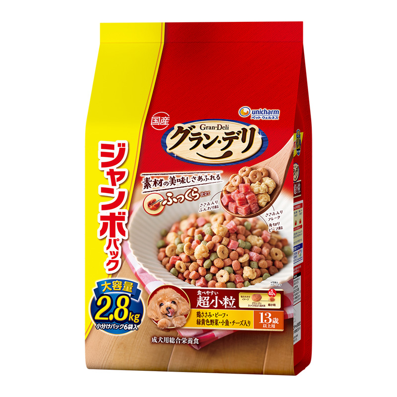 ［ユニ・チャーム］グラン・デリ ふっくら仕立て 食べやすい超小粒 13歳以上用 ジャンボパック 2.8kg