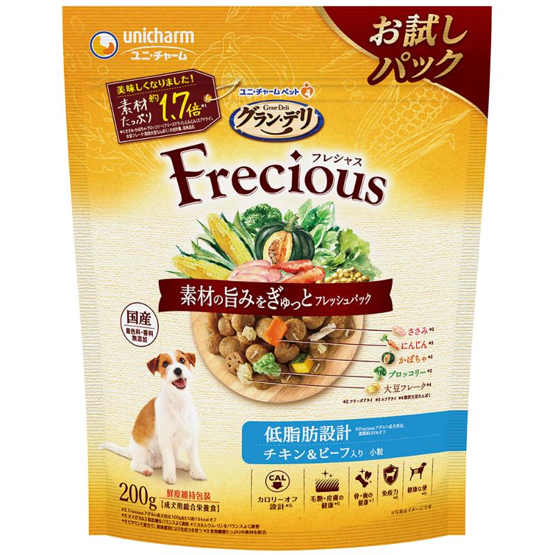 ［ユニ・チャーム］グラン・デリ Frecious アダルト成犬用 低脂肪設計 チキン＆ビーフ入り小粒 200g