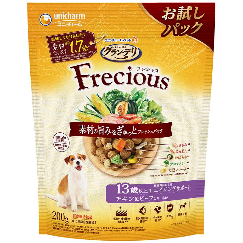 ［ユニ・チャーム］グラン・デリ Frecious 13歳以上用 チキン＆ビーフ入り 小粒 200g