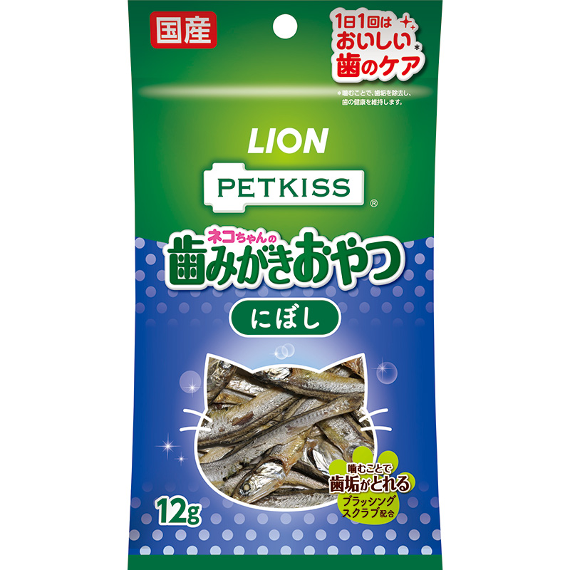 [ライオン] PETKISS ネコちゃんの歯みがきおやつ にぼし 12g