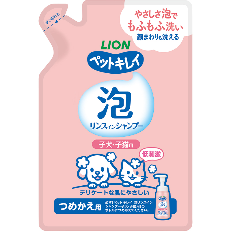 ［ライオン］ペットキレイ 泡リンスインシャンプー 子犬子猫用 つめかえ 180ml