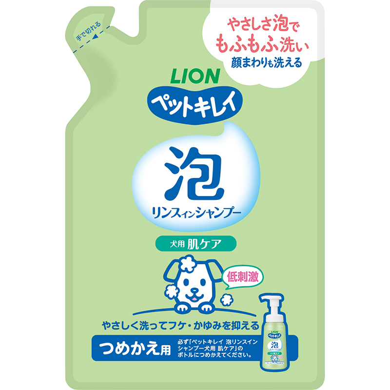 ［ライオン］ペットキレイ 泡リンスインシャンプー 肌ケア つめかえ 180ml