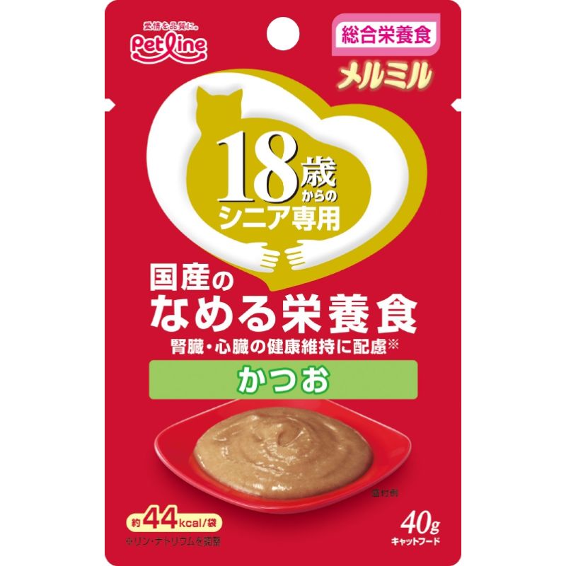 [ペットライン(直送)] キャネット メルミル 18歳からかつお 40g ※メーカー直送 ※発注単位・最低発注数量(混載50ケース以上)にご注意下さい