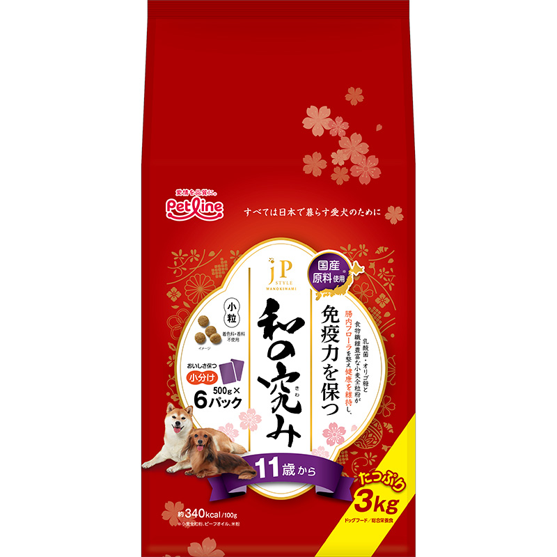 ［ペットライン］JPスタイル 和の究み 小粒 11歳から 3kg(500g×6)