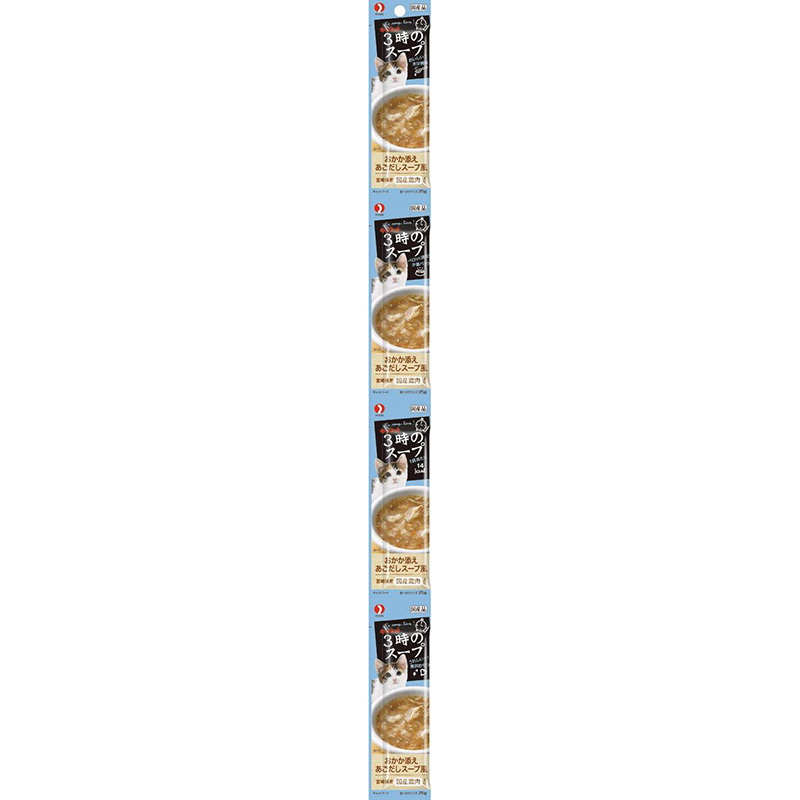［ペットライン(直送)］キャネット 3時のスープ おかか添え あごだしスープ風 100g(25g×4連) ※メーカー直送 ※発注単位・最低発注数量(混載50ケース以上)にご注意下さい