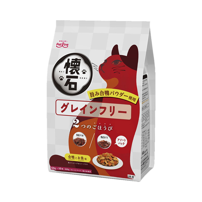 ［ペットライン］懐石 2つのごほうび グレインフリー 合鴨とお魚味 600g(60g×10)