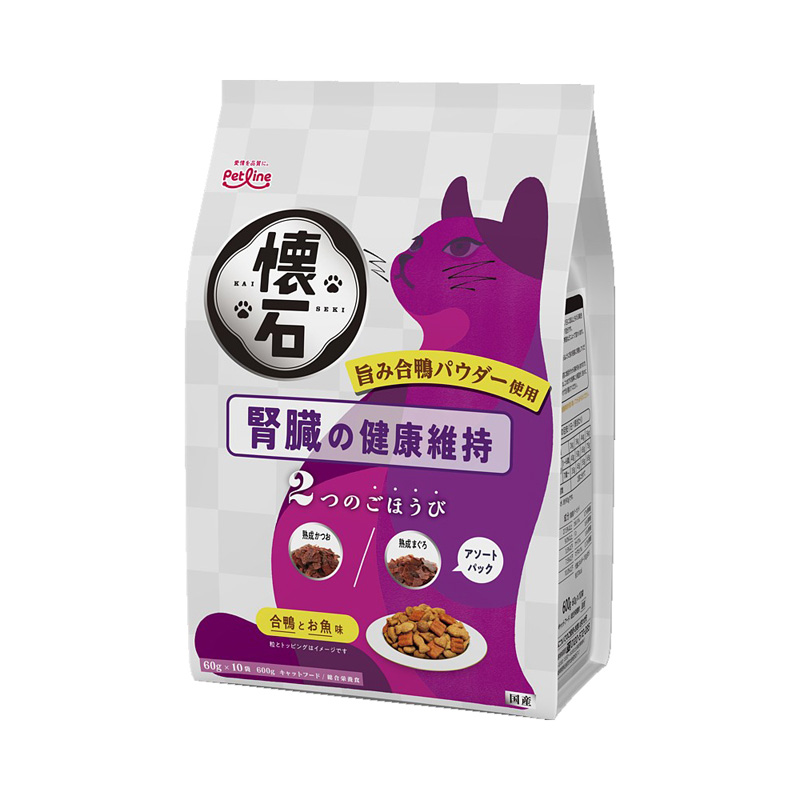 ［ペットライン］懐石 2つのごほうび 腎臓の健康維持 合鴨とお魚味 600g(60g×10)