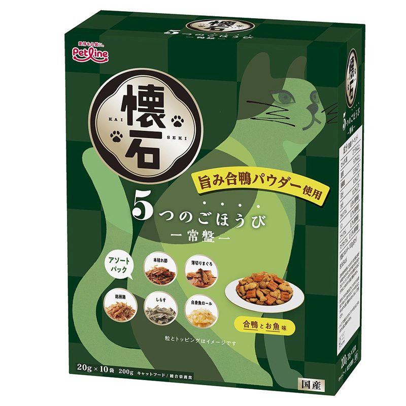 ［ペットライン］懐石 5つのごほうび 常磐 合鴨とお魚味 200g(20g×10)