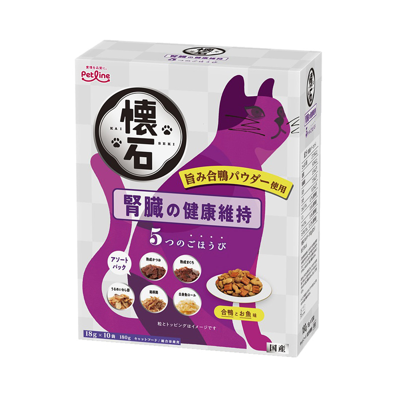［ペットライン］懐石 5つのごほうび 腎臓の健康維持 合鴨とお魚味 180g(18g×10)