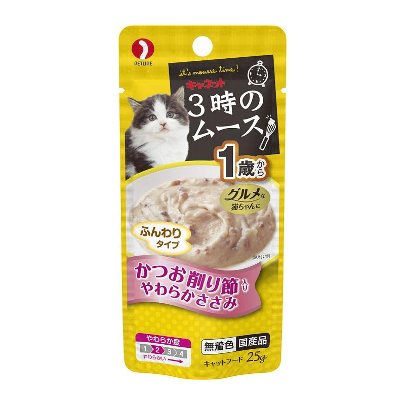 ［ペットライン］キャネット 3時のムース 1歳から かつお削り節入り 25g