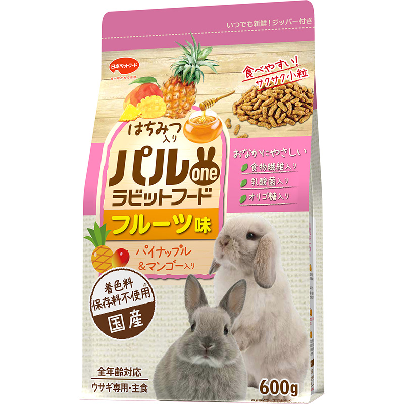 [日本ペットフード小動物(直送)] パルone ラビットフードフルーツ味 600g ※メーカー直送 ※発注単位・最低発注数量(混載10ケース以上)にご注意下さい