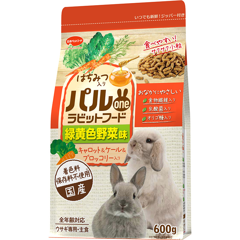 [日本ペットフード小動物(直送)] パルone ラビットフード 緑黄色野菜味 600g ※メーカー直送 ※発注単位・最低発注数量(混載10ケース以上)にご注意下さい