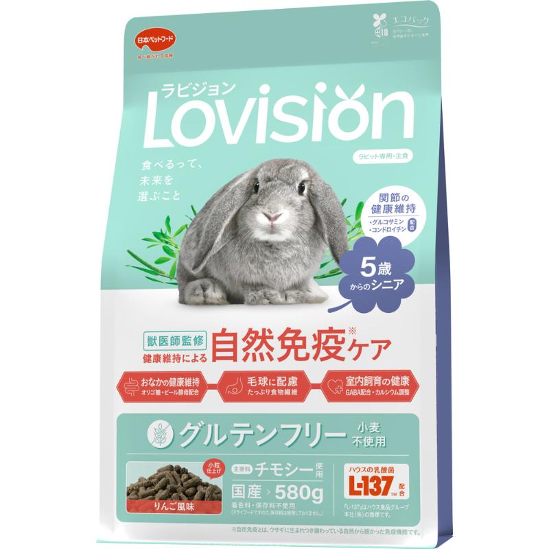 ［日本ペットフード］ラビジョン ラビットフード 5歳からのシニア 580g