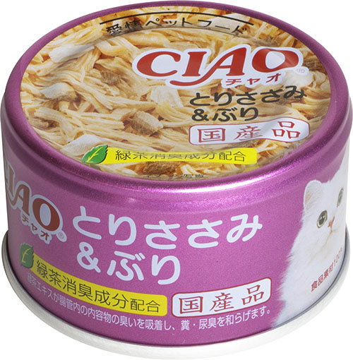 [いなばペットフード(直送)] CIAO ホワイティ とりささみ＆ぶり 85g ※メーカー直送 ※発注単位・最低発注数量(混載50ケース以上)にご注意下さい