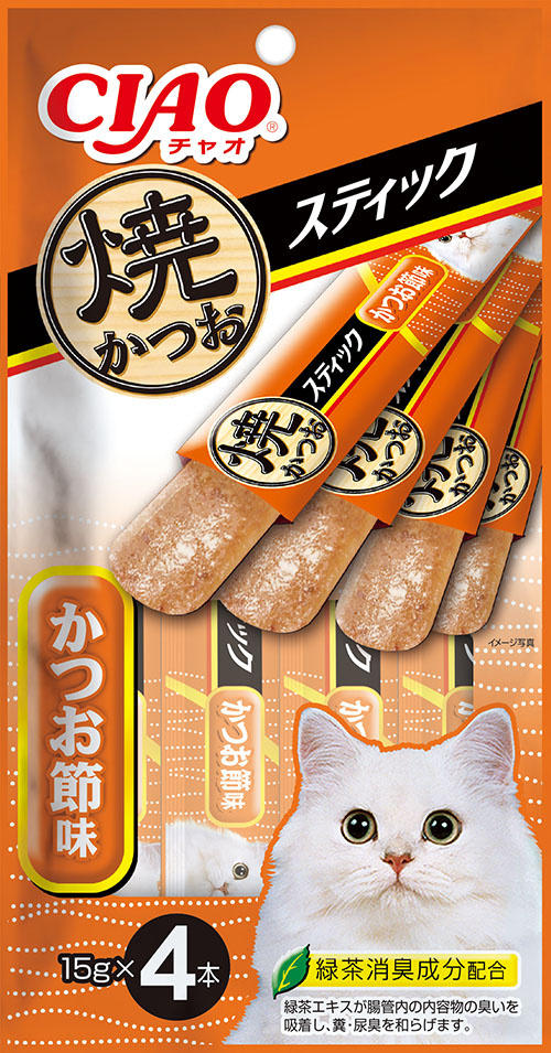 [いなばペットフード(直送)] 焼スティック 焼かつお かつお節味 15g×4本 ※メーカー直送 ※発注単位・最低発注数量(混載50ケース以上)にご注意下さい