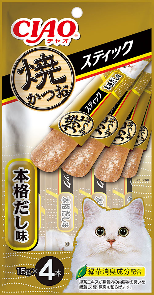 [いなばペットフード(直送)] 焼スティック 焼かつお 本格だし味 15g×4本 ※メーカー直送 ※発注単位・最低発注数量(混載50ケース以上)にご注意下さい