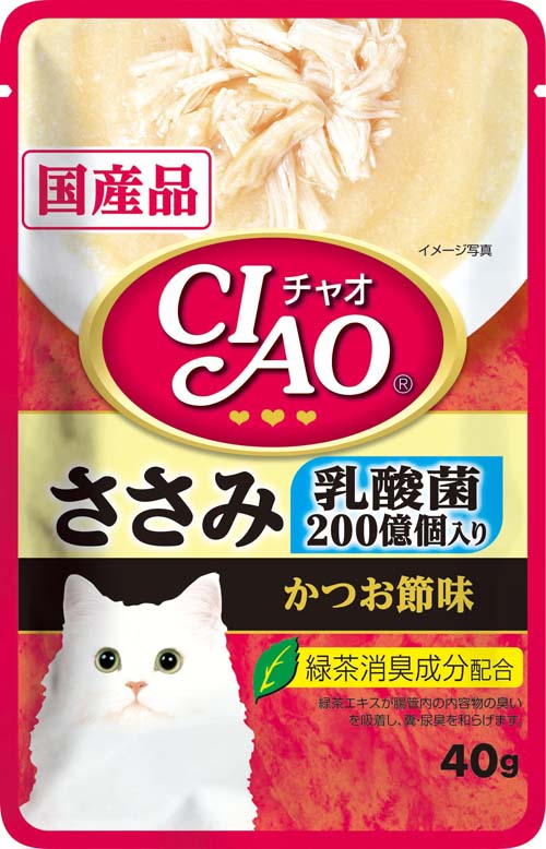 [いなばペットフード] CIAO パウチ 乳酸菌入り ささみ かつお節味 40g IC-302