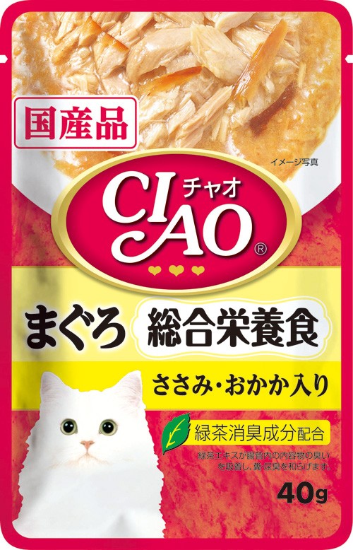 [いなばペットフード] CIAO パウチ 総合栄養食 まぐろ ささみ・おかか入り 40g IC-305