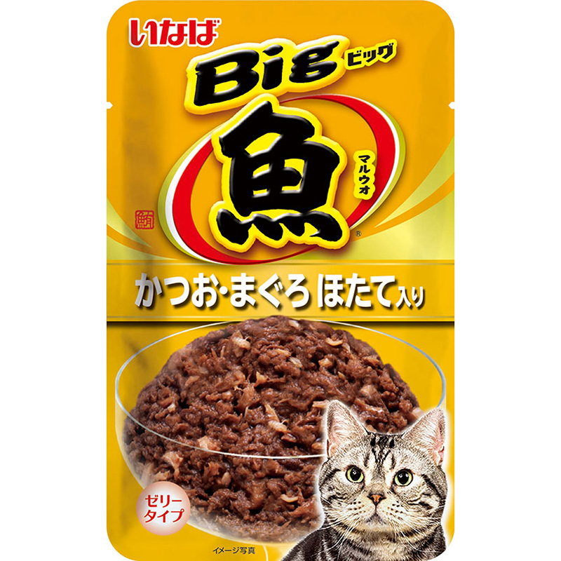 [いなばペットフード(直送)] Bigマルウオ かつお・まぐろ ほたて味 80g TCR-35 ※メーカー直送 ※発注単位・最低発注数量(混載50ケース以上)にご注意下さい