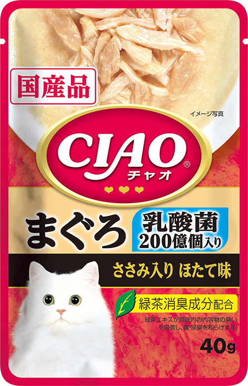 [いなばペットフード] CIAO パウチ 乳酸菌入り まぐろ ささみ入りほたて味 40g