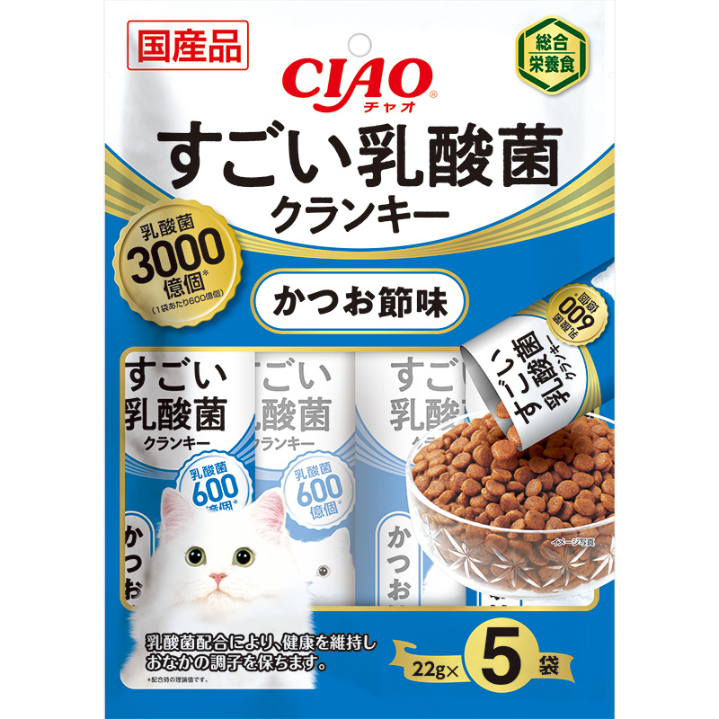 [いなばペットフード] CIAO すごい乳酸菌クランキー かつお節味 22g×5袋 P-232