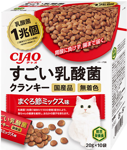 [いなばペットフード] CIAO すごい乳酸菌クランキー まぐろ節ミックス味 20g×10袋