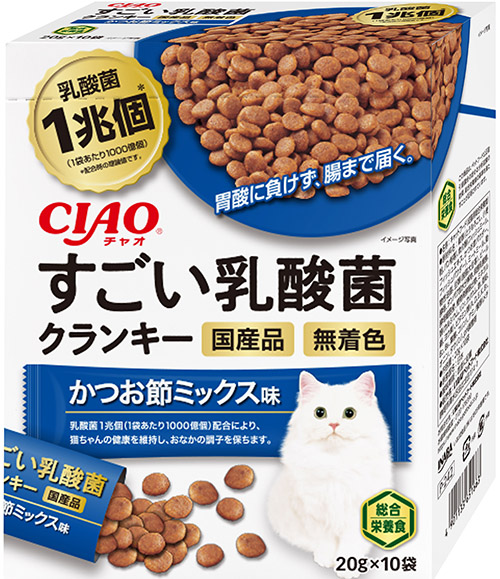 [いなばペットフード] CIAO すごい乳酸菌クランキー かつお節ミックス味 20g×10袋