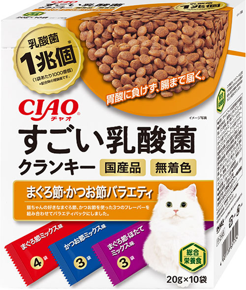 [いなばペットフード] CIAO すごい乳酸菌クランキー まぐろ節・かつお節バラエティ 20g×10袋