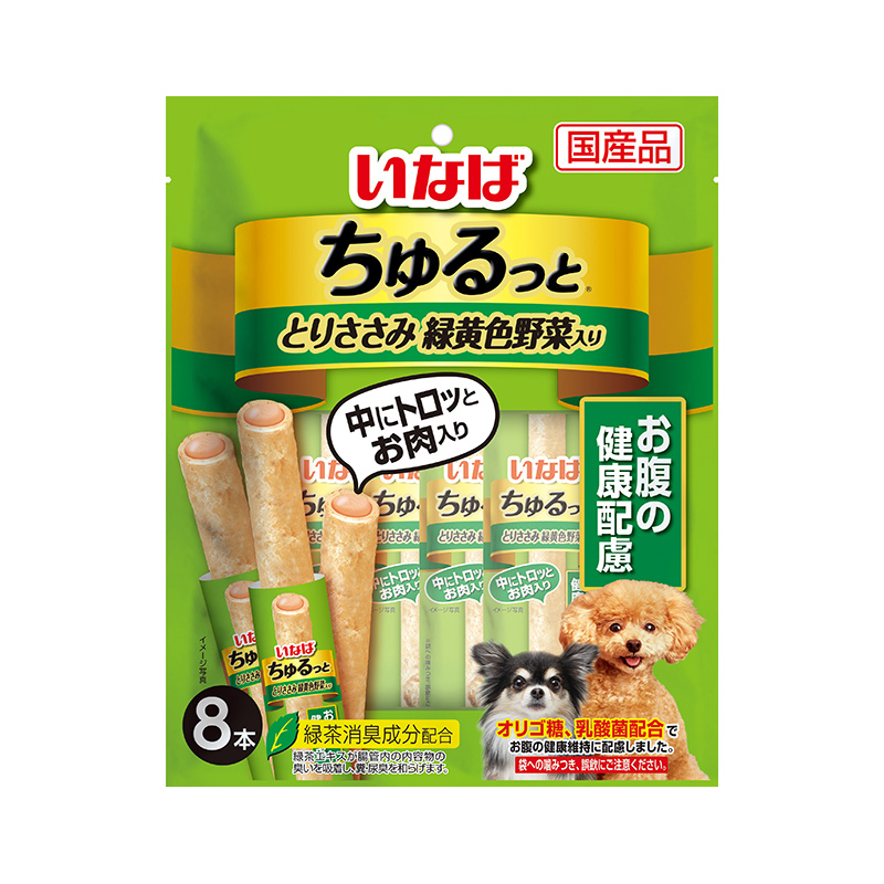 [いなばペットフード(直送)] ちゅるっと とりささみ 緑黄色野菜入り お腹の健康配慮 8本 DS-72 ※メーカー直送 ※発注単位・最低発注数量(混載50ケース以上)にご注意下さい