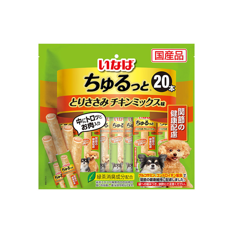 [いなばペットフード(直送)] ちゅるっと とりささみ チキンミックス味 関節の健康配慮 20本 DS-78 ※メーカー直送 ※発注単位・最低発注数量(混載50ケース以上)にご注意下さい