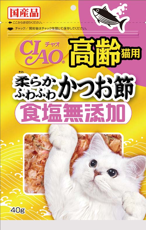 [いなばペットフード] CIAO 高齢猫用 柔らかふわふわかつお節 食塩無添加 40g　【メーカーフェア】