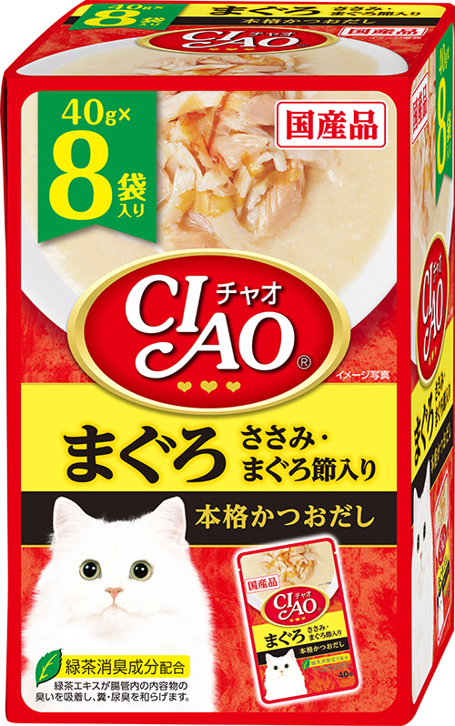 [いなばペットフード] CIAO パウチ まぐろ ささみ・まぐろ節入り 40g×8袋