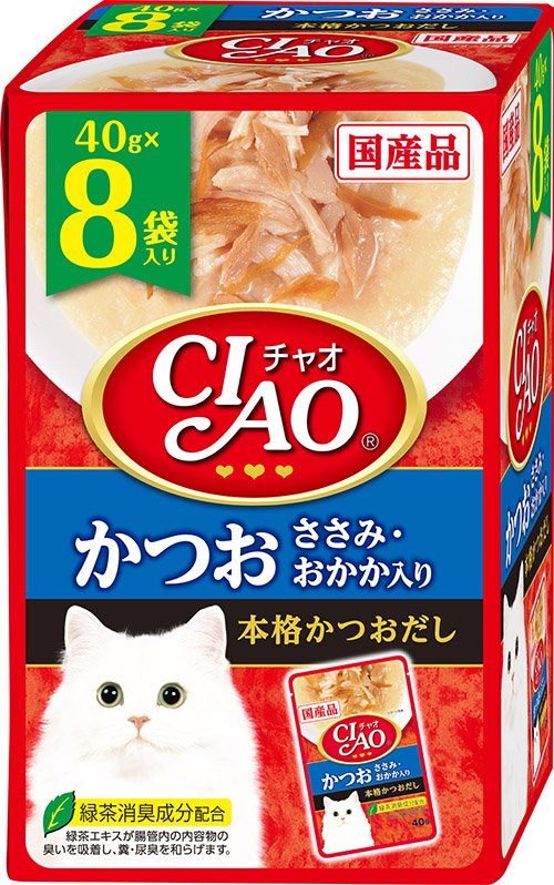 [いなばペットフード] CIAO パウチ かつお ささみ・おかか入り 40g×8袋