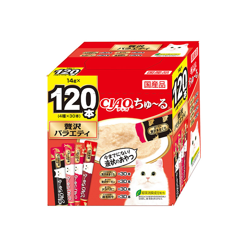 [いなばペットフード(直送)]CIAO ちゅ~る 贅沢バラエティ 14g×120本 ※メーカー直送 ※発注単位･最低発注数量(混載50ケース以上)にご注意下さい