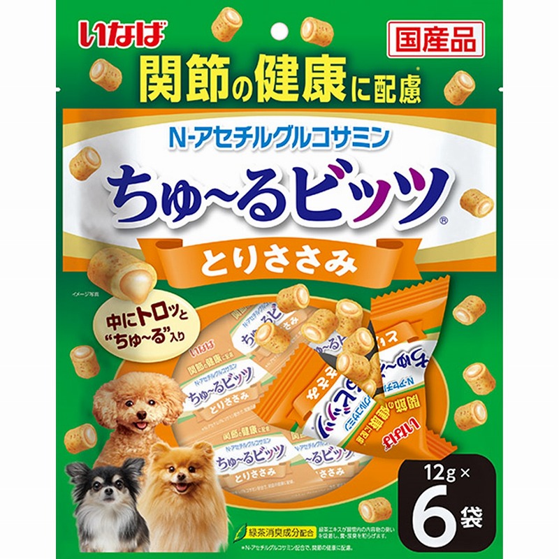 ［いなばペットフード］いなば ちゅ～るビッツ 関節の健康に配慮 とりささみ 12g×6袋