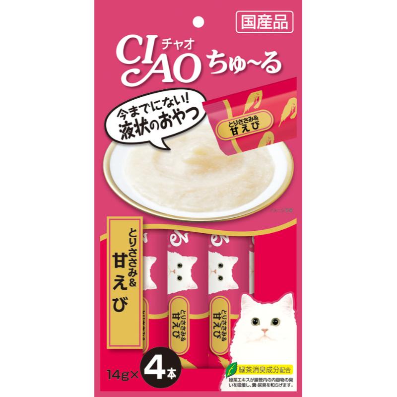 ［いなばペットフード］CIAO ちゅ～る とりささみ＆甘えび 14g×4本 SC-142　【メーカーフェア10】