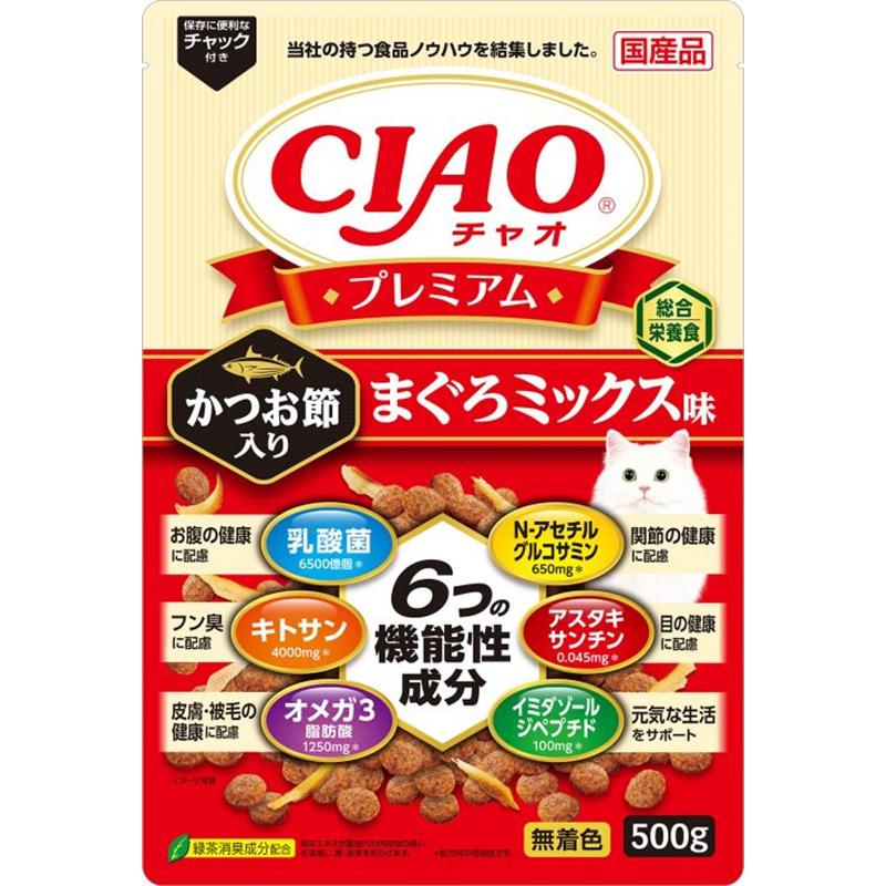 ［いなばペットフード］CIAO プレミアム かつお節入り まぐろミックス味 500ｇ
